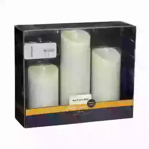 Set of Three Matchless Illusion Flame Candles with remote